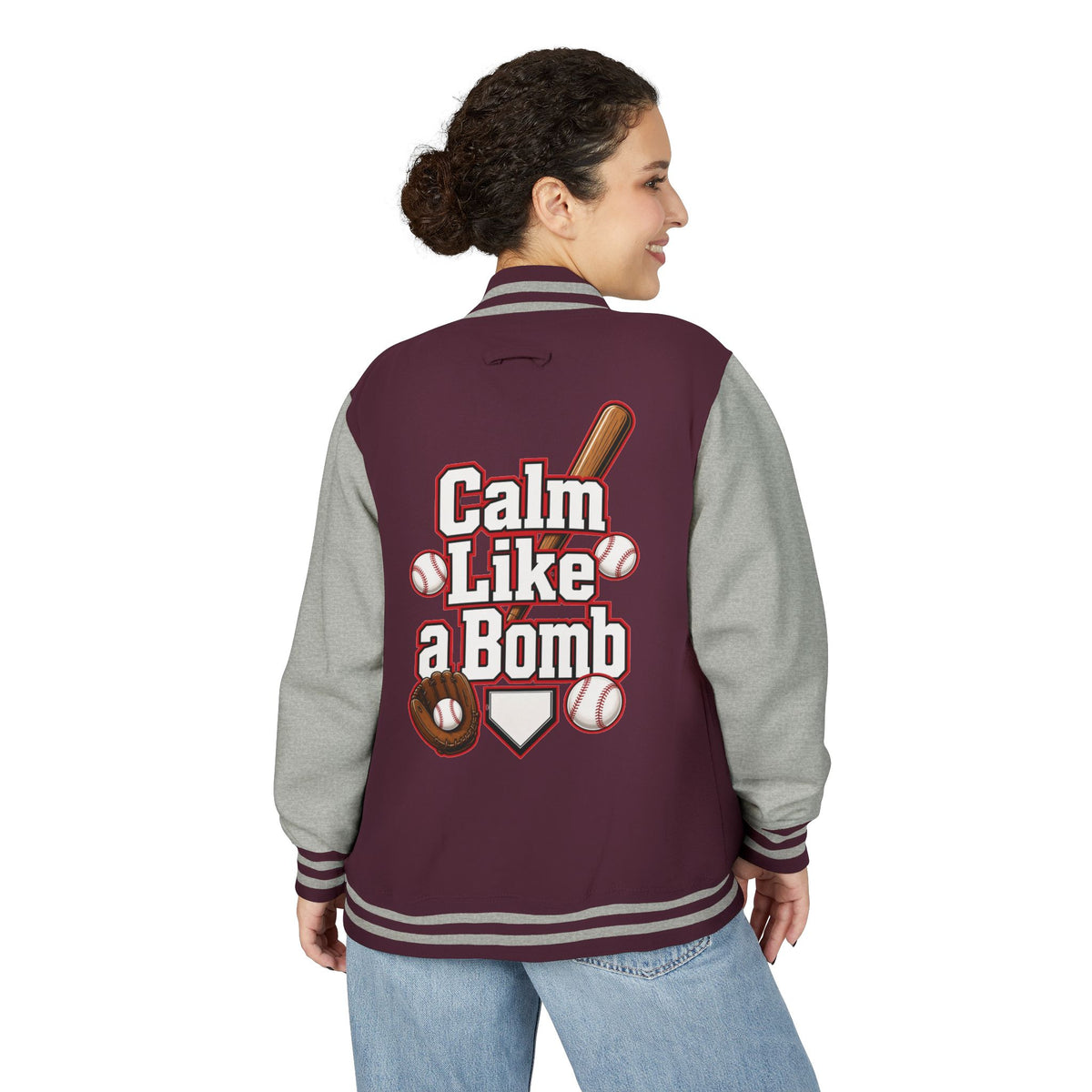 Stay Illegal Varsity Bomber Jacket - Calm Like a Bomb 00 (Plain-Sleeve)