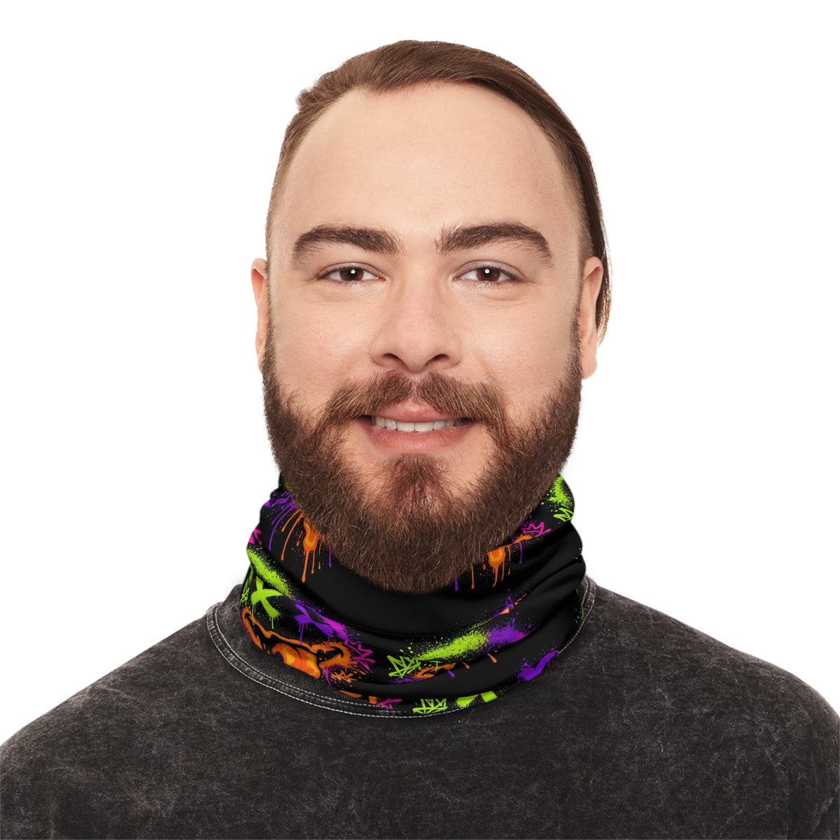 Lightweight Graffiti Neck Gaiter - Neon Face 4