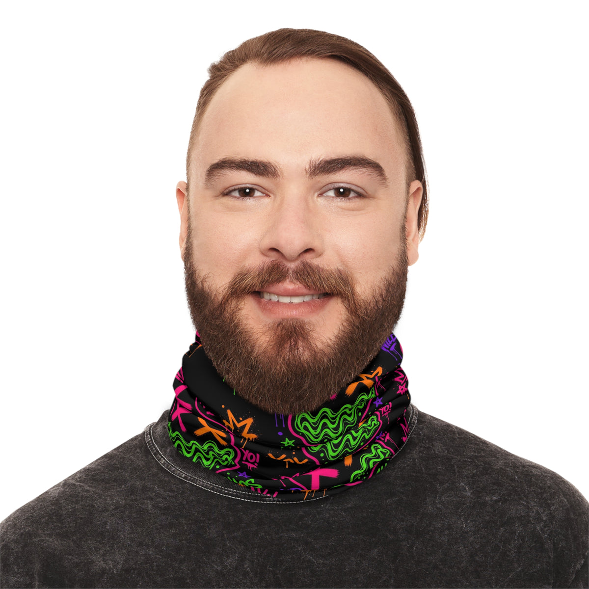 Lightweight Graffiti Neck Gaiter - Neon Face 6