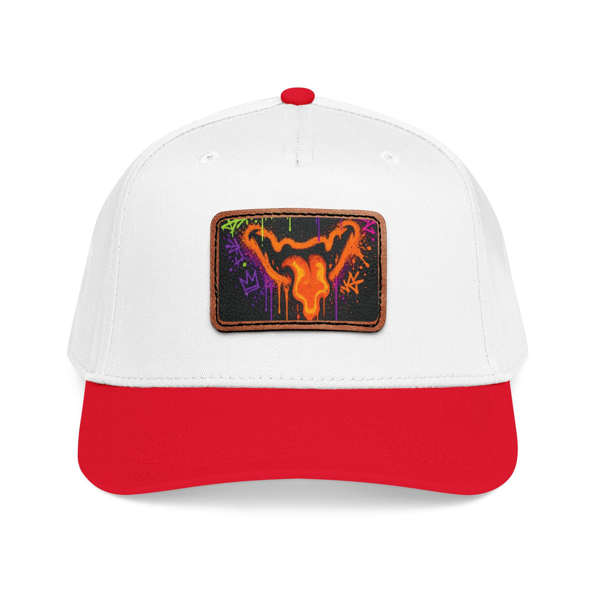 Leather Patch Baseball Cap — Neon Graffiti Face 4