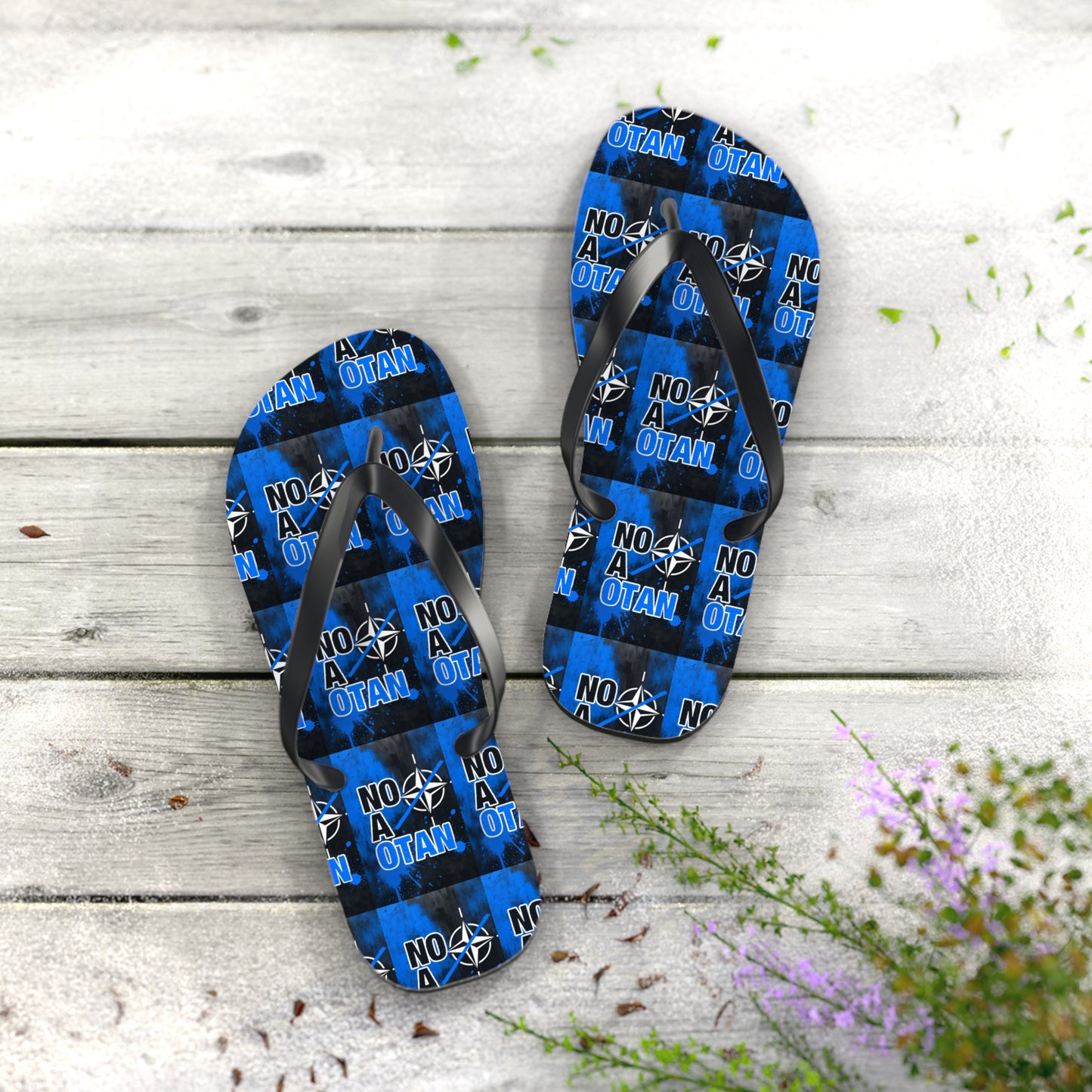 NO A OTAN Flip Flops – Blue Protest