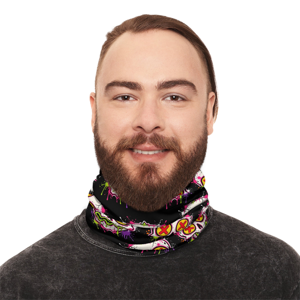 Lightweight Graffiti Neck Gaiter - Neon Face 3