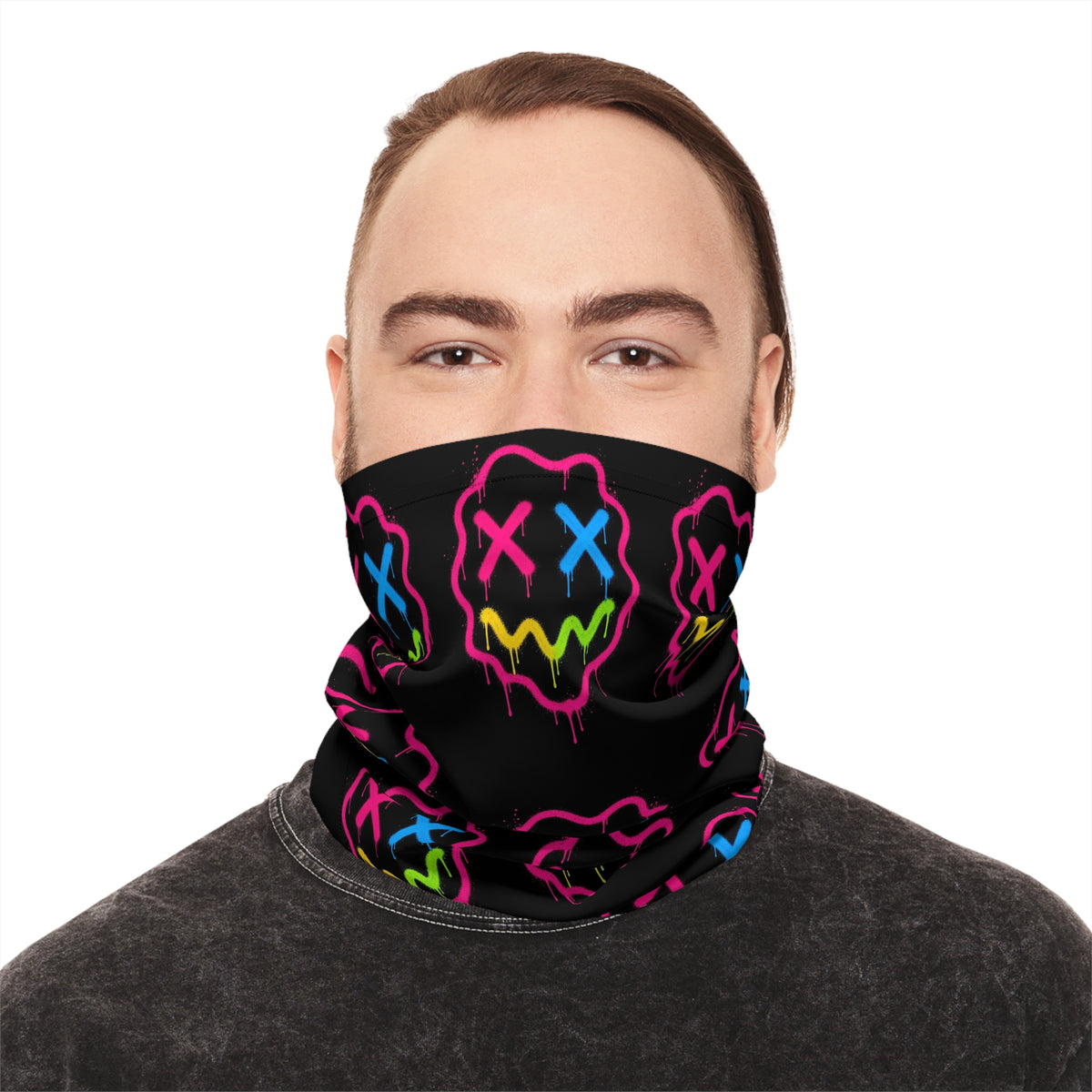 Lightweight Graffiti Neck Gaiter - Neon Face 8