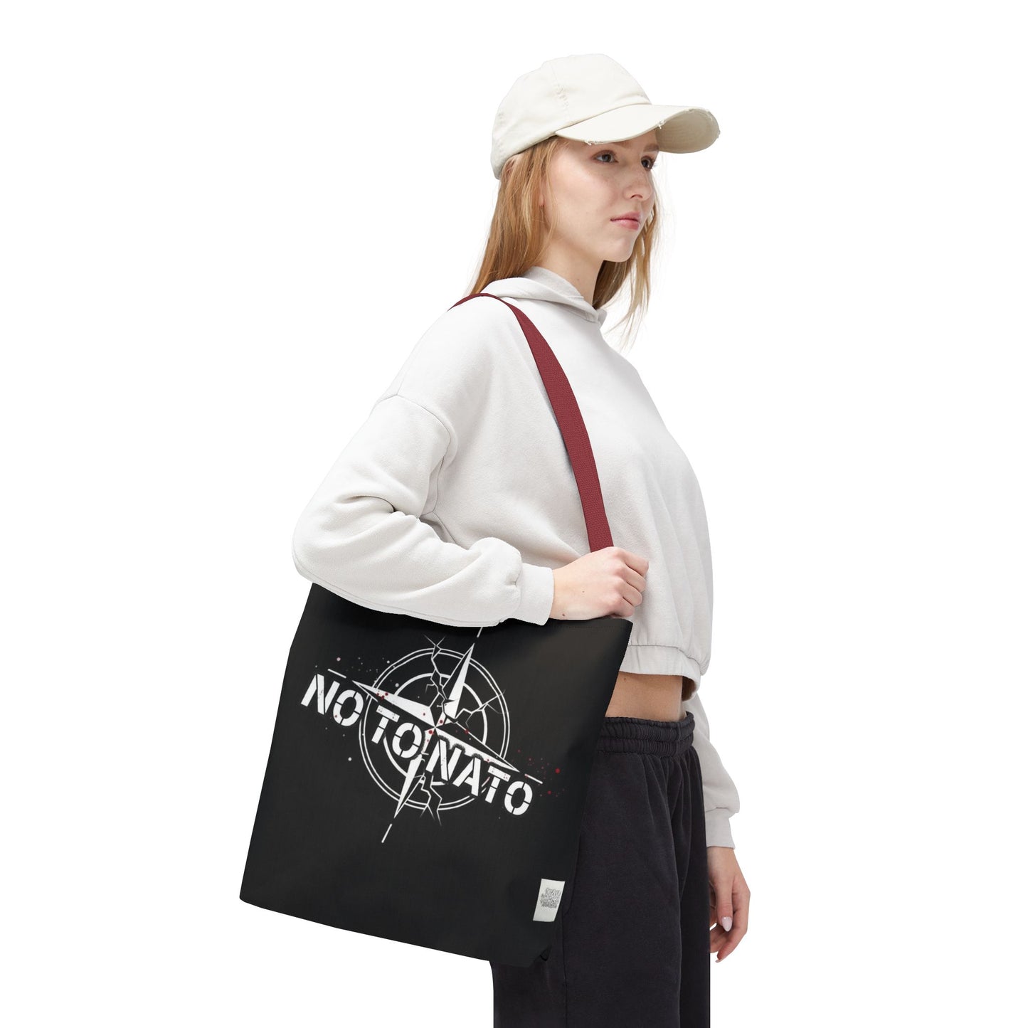 Bolso de mano negro NO A LA OTAN — Anti-OTAN inglés/ruso