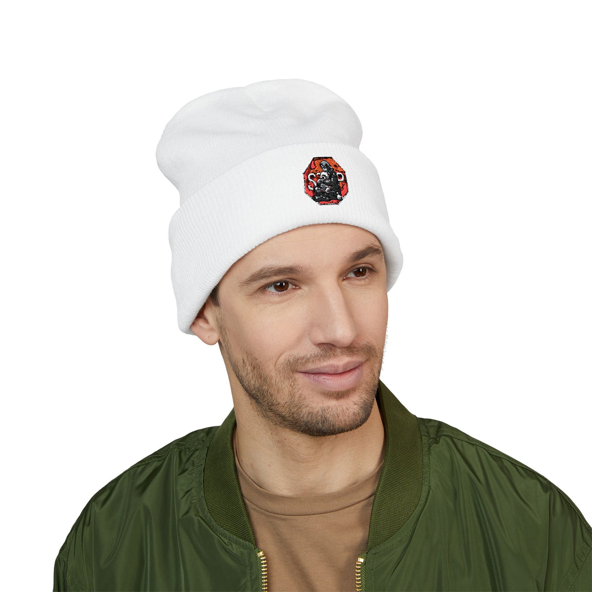 Embroidered Daruma Cuffed Beanie — Stop The Genocide Beenie Hat