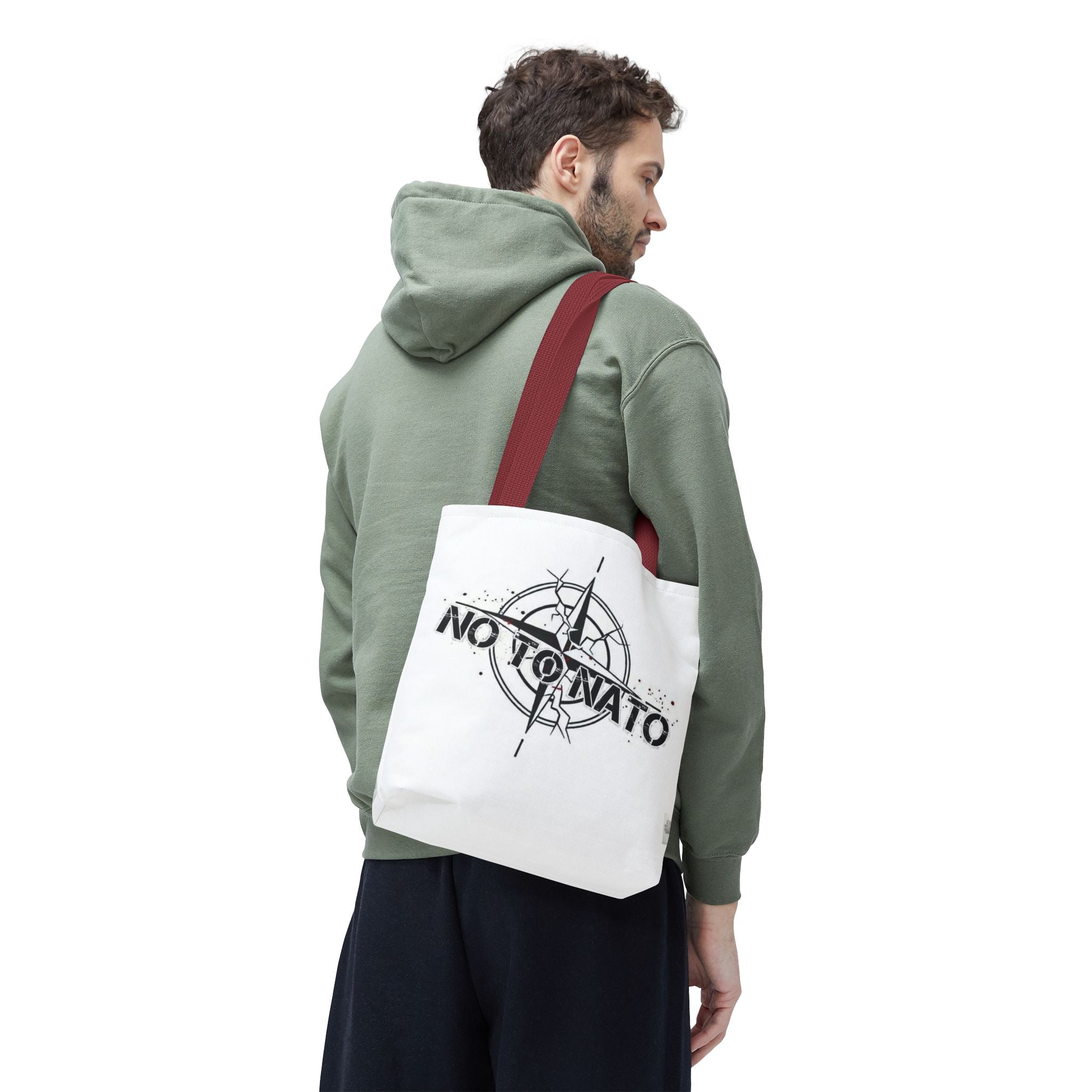 NO TO NATO White Tote Bag — Anti-NATO English/Russian