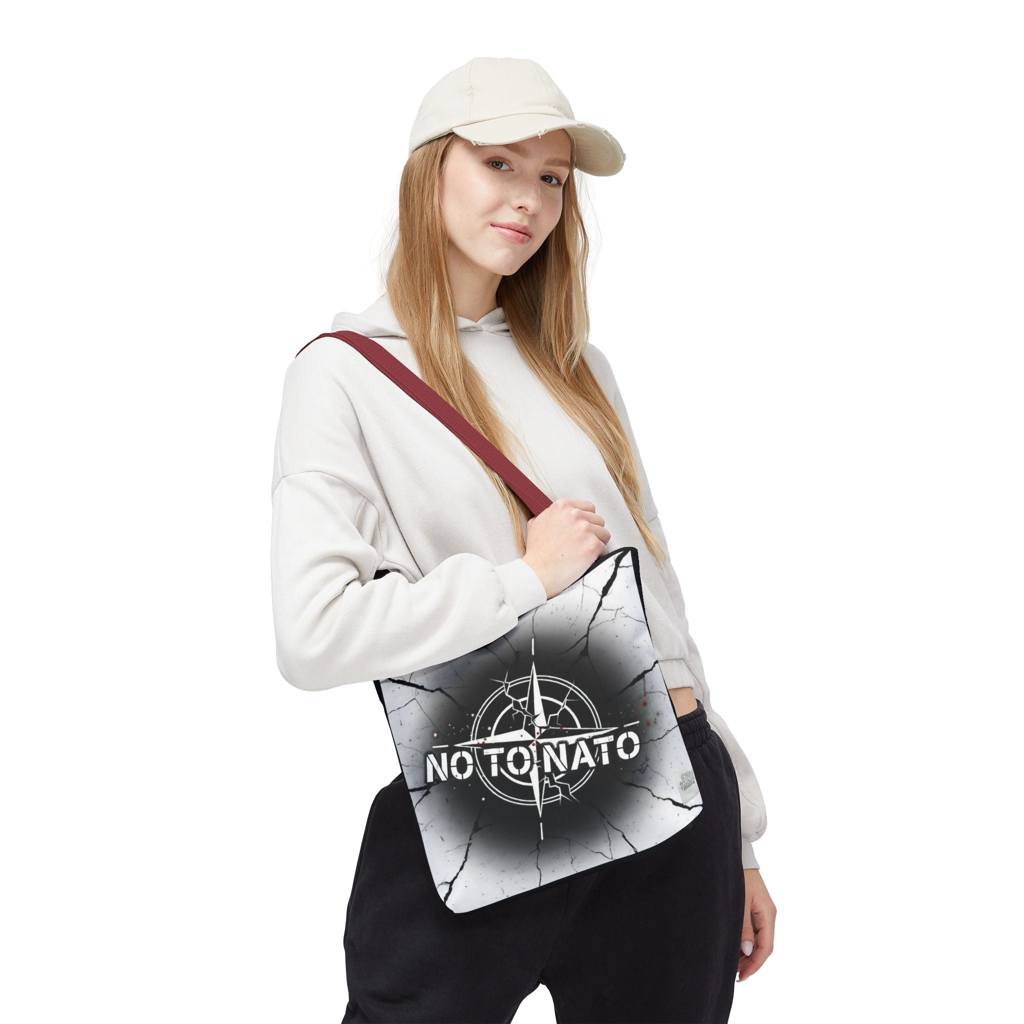 NO TO NATO Black Tote Bag — Anti-NATO English/Russian