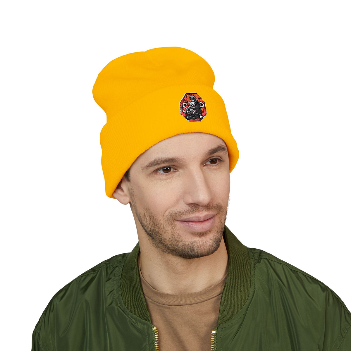 Embroidered Daruma Cuffed Beanie — Stop The Genocide Beenie Hat