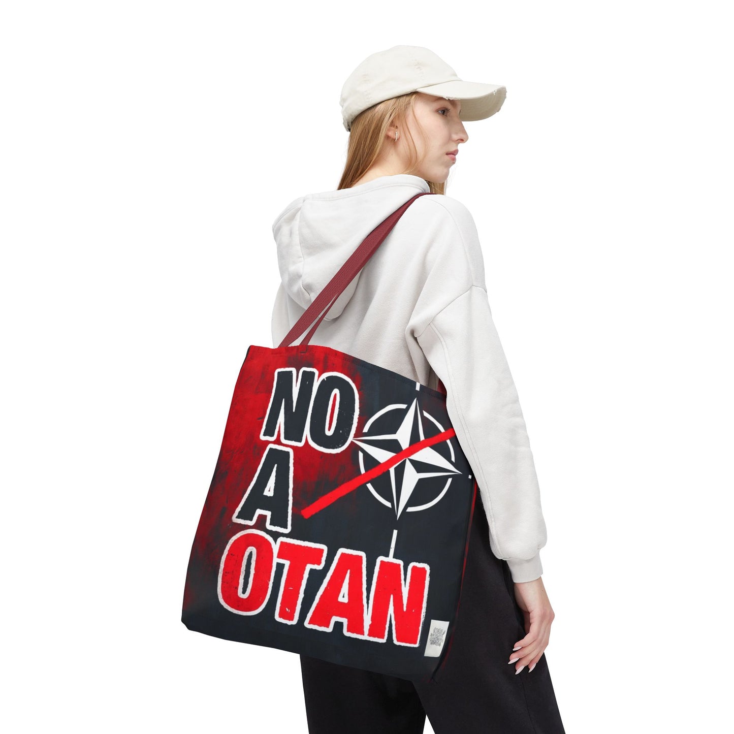 Bolso tote NO A OTAN negro/rojo — Anti-OTAN español/europeo