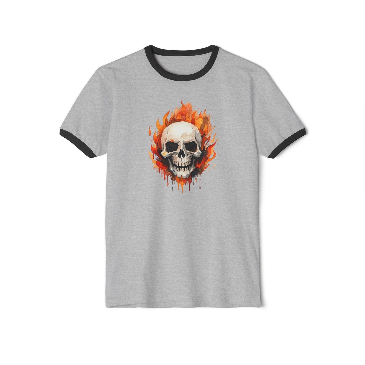 Stay Illegal Ringer T-Shirt — Flaming Skull