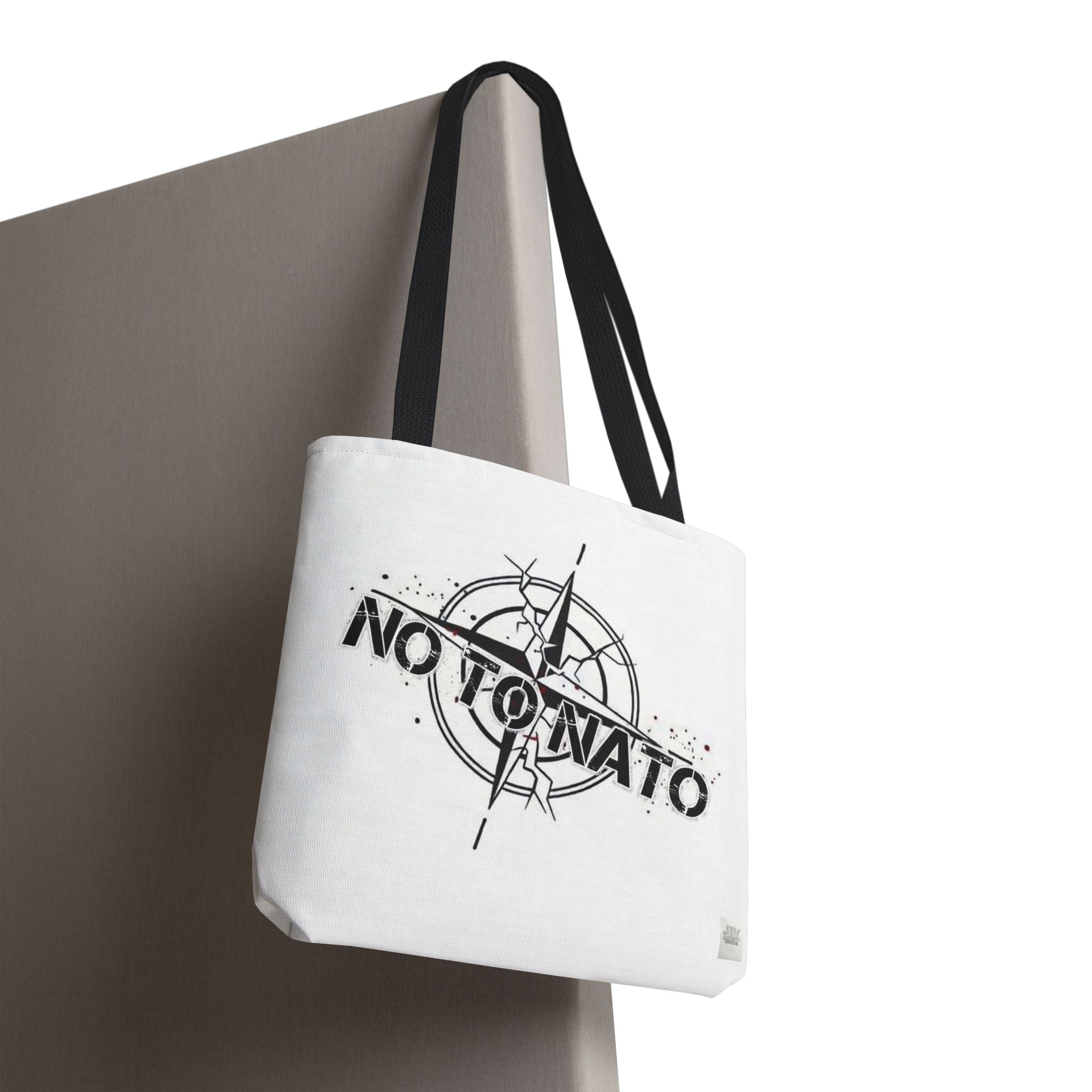 NO TO NATO White Tote Bag — Anti-NATO English/Russian