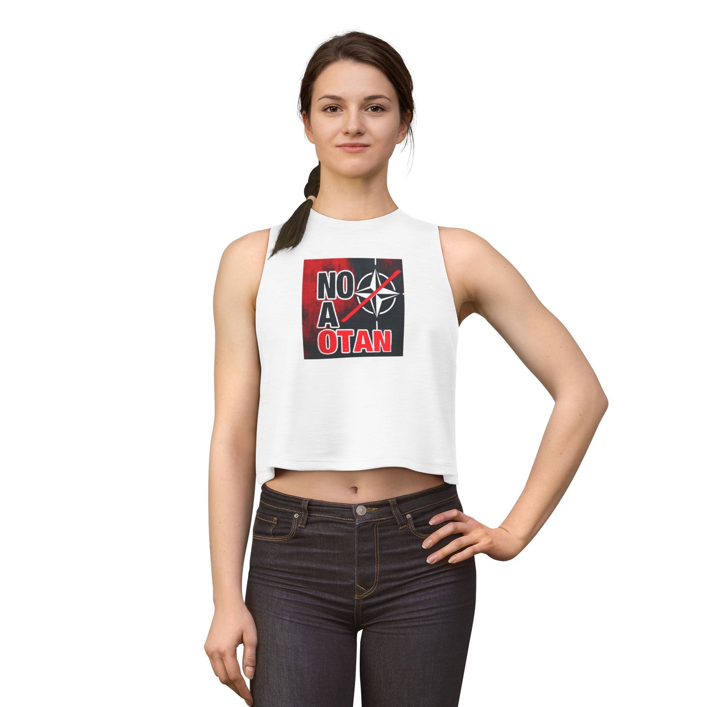 Crop Top — "NO A OTAN" Women's Red/Spanish