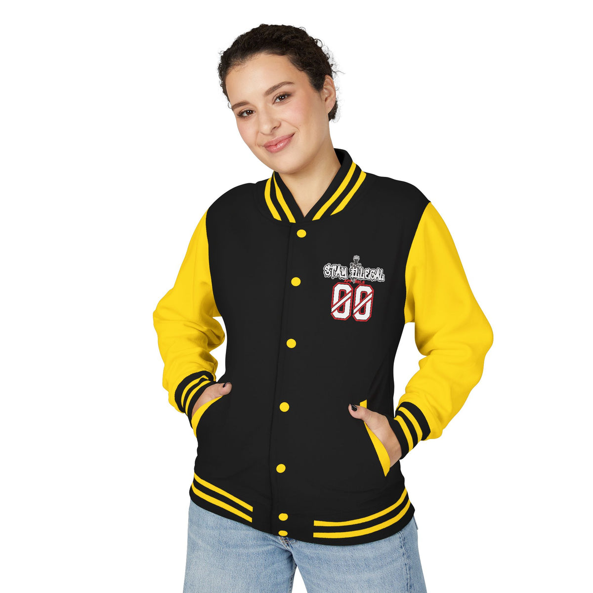 Stay Illegal Varsity Bomber Jacket - Calm Like a Bomb 00 (Plain-Sleeve)
