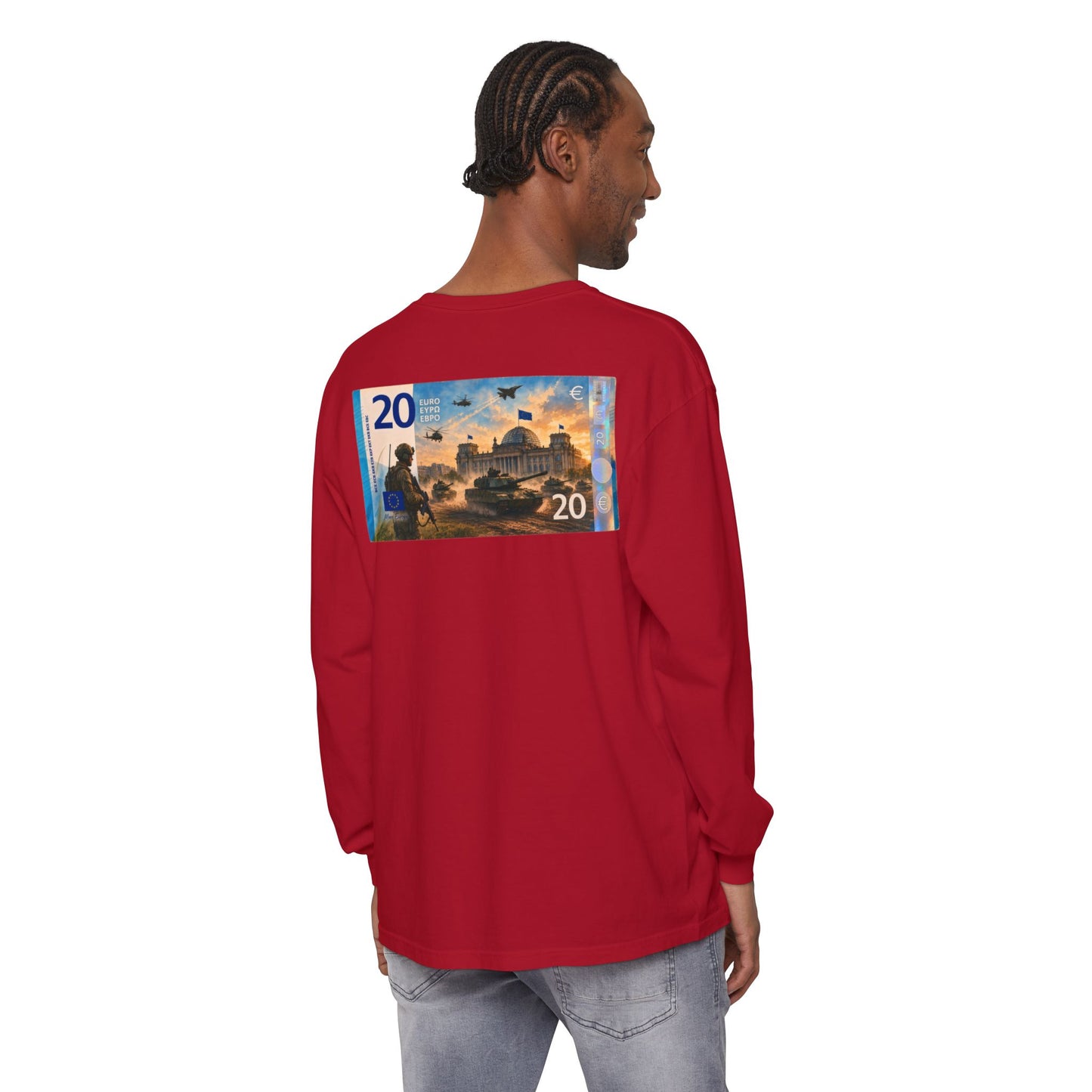 Long Sleeve Tee — More Europe 20euros Back Print