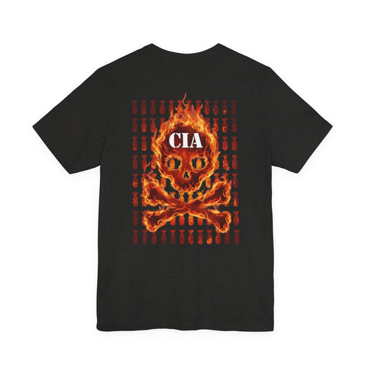 Black Colletion T‑Shirt — FLAMING CIA SKULL