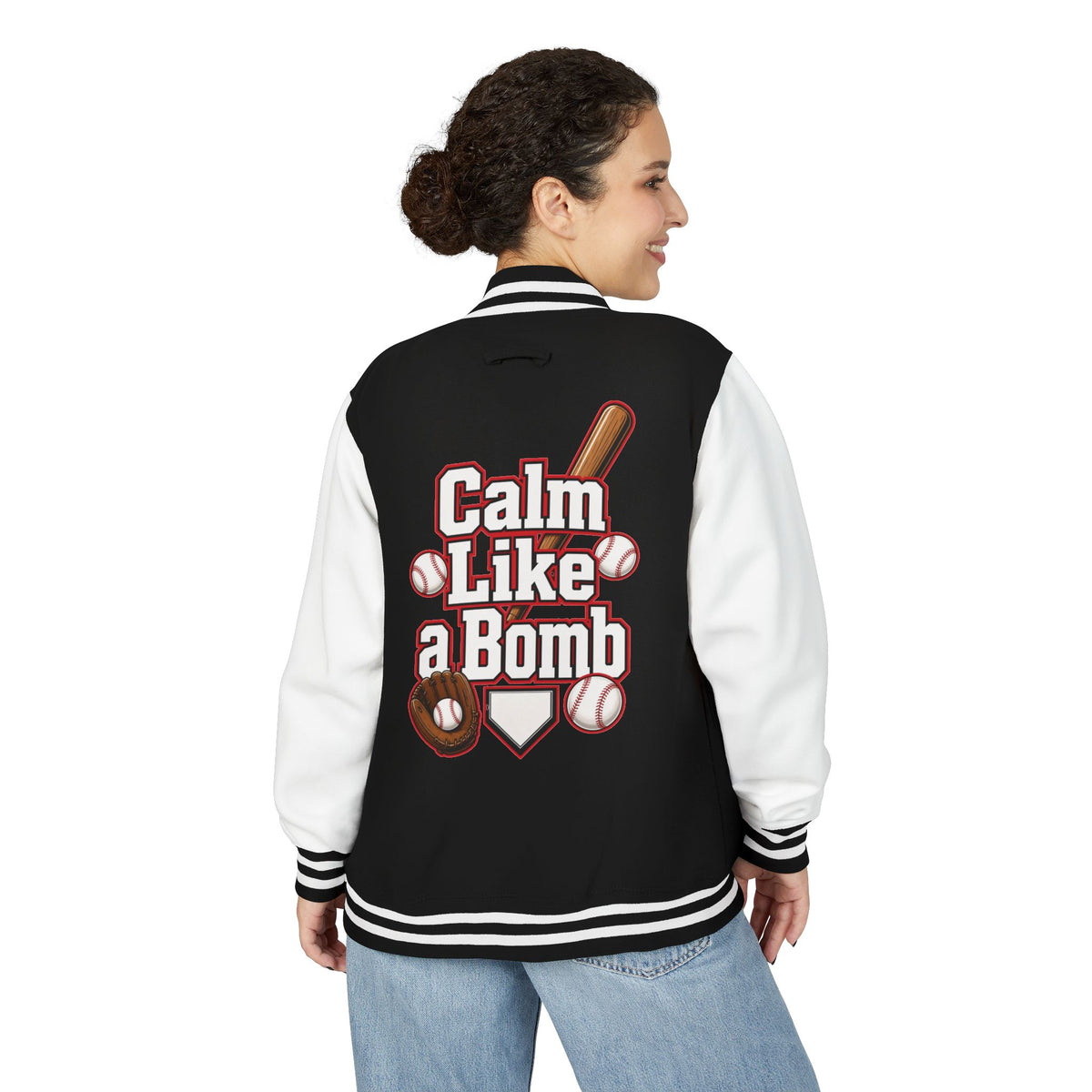 Stay Illegal Varsity Bomber Jacket - Calm Like a Bomb 00 (Plain-Sleeve)