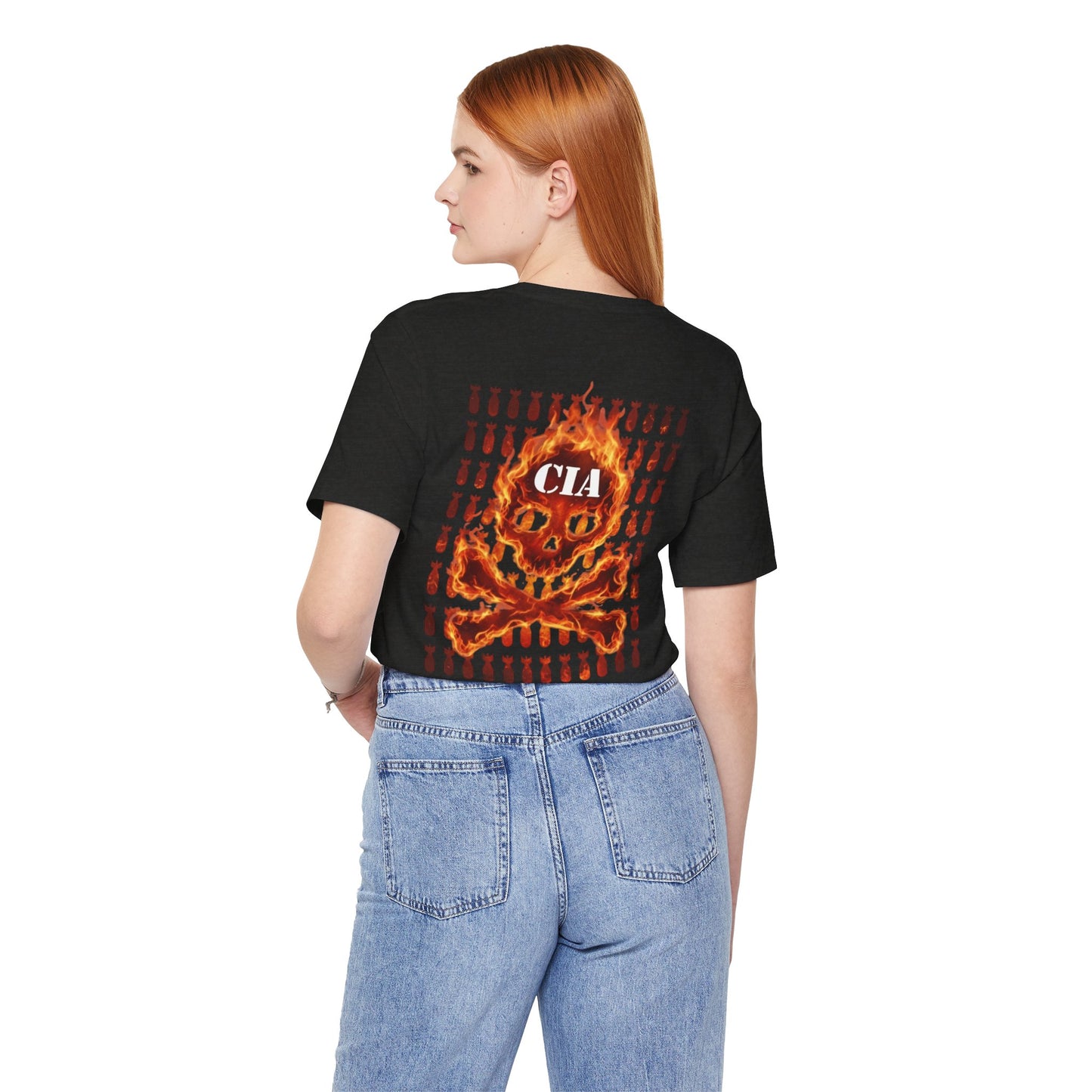 Black Colletion T‑Shirt — FLAMING CIA SKULL