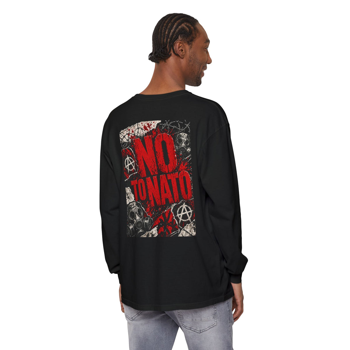 Protest Long Sleeve T‑Shirt — No To NATO Anarchist