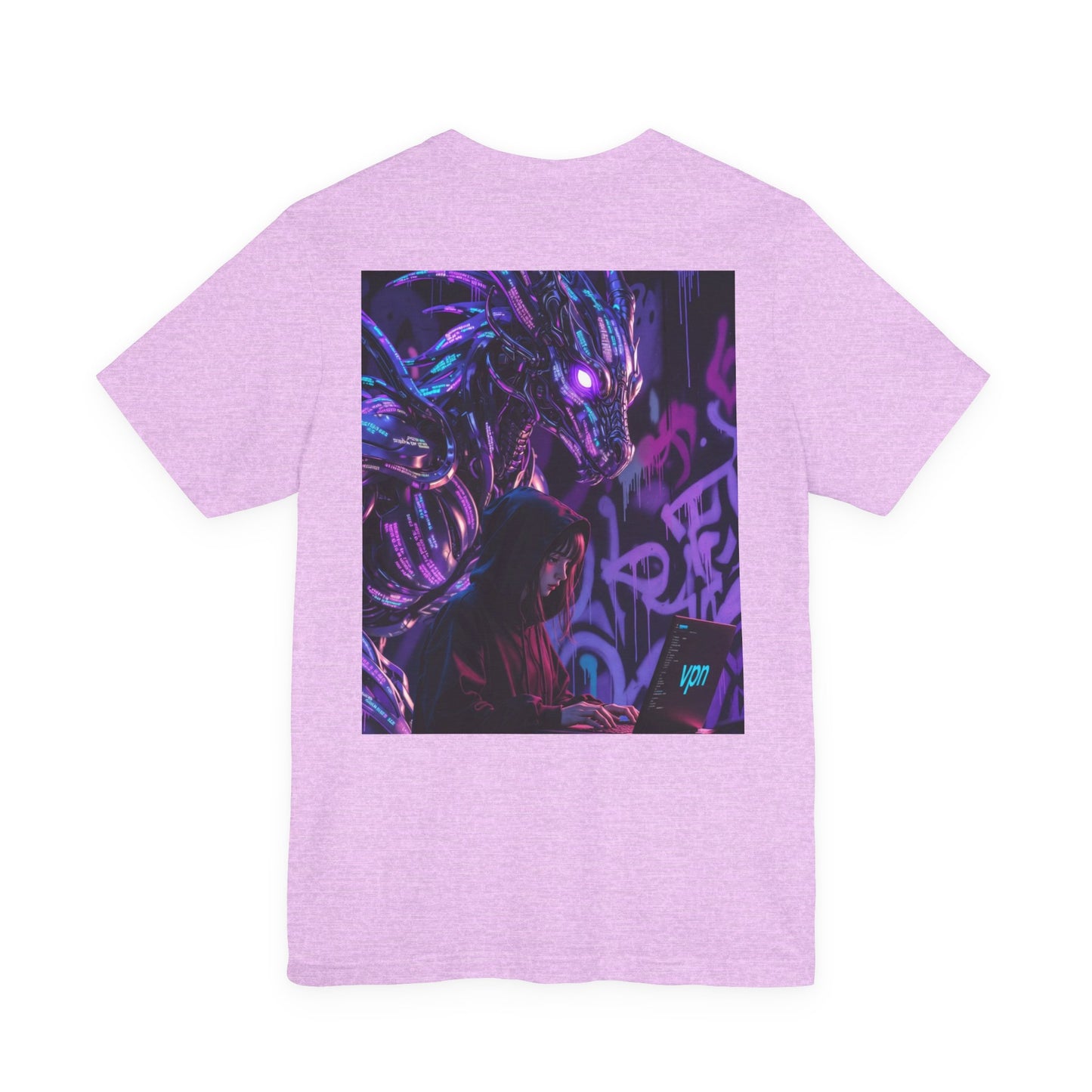 Back Print T‑Shirt — HACKER GIRL/DRAGON WATCHER VPN