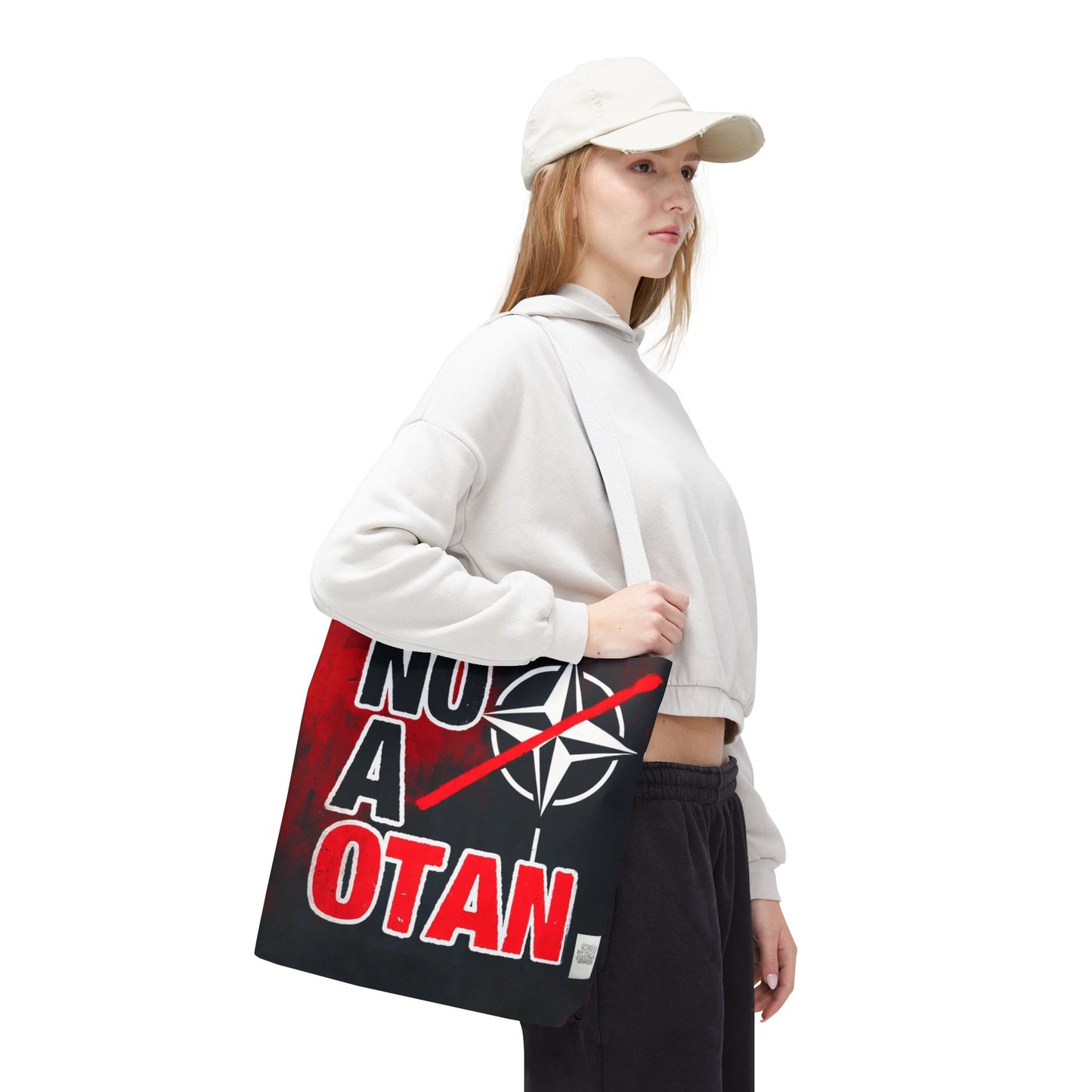 Bolso tote NO A OTAN negro/rojo — Anti-OTAN español/europeo