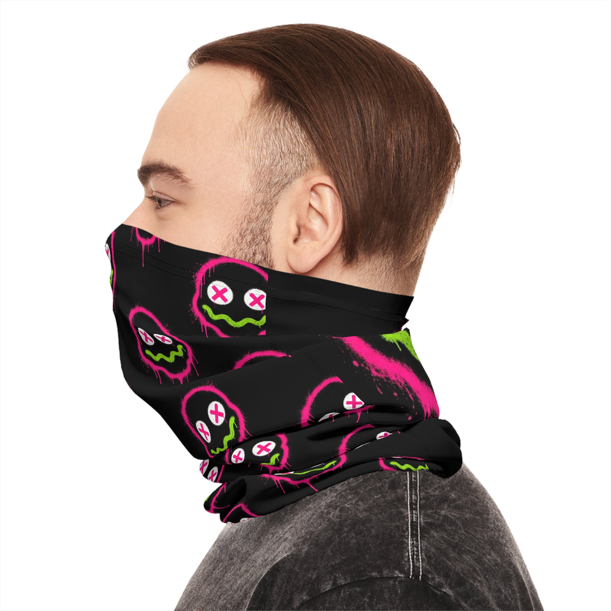 Lightweight Graffiti Neck Gaiter - Neon Face 2