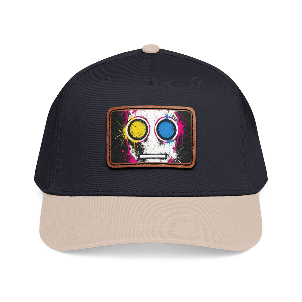 Leather Patch Baseball Cap — Neon Graffiti Face 5