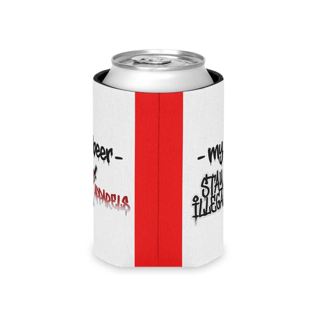 Illegal Can Cooler — “Not Beer" Red Accent Beer Cooler