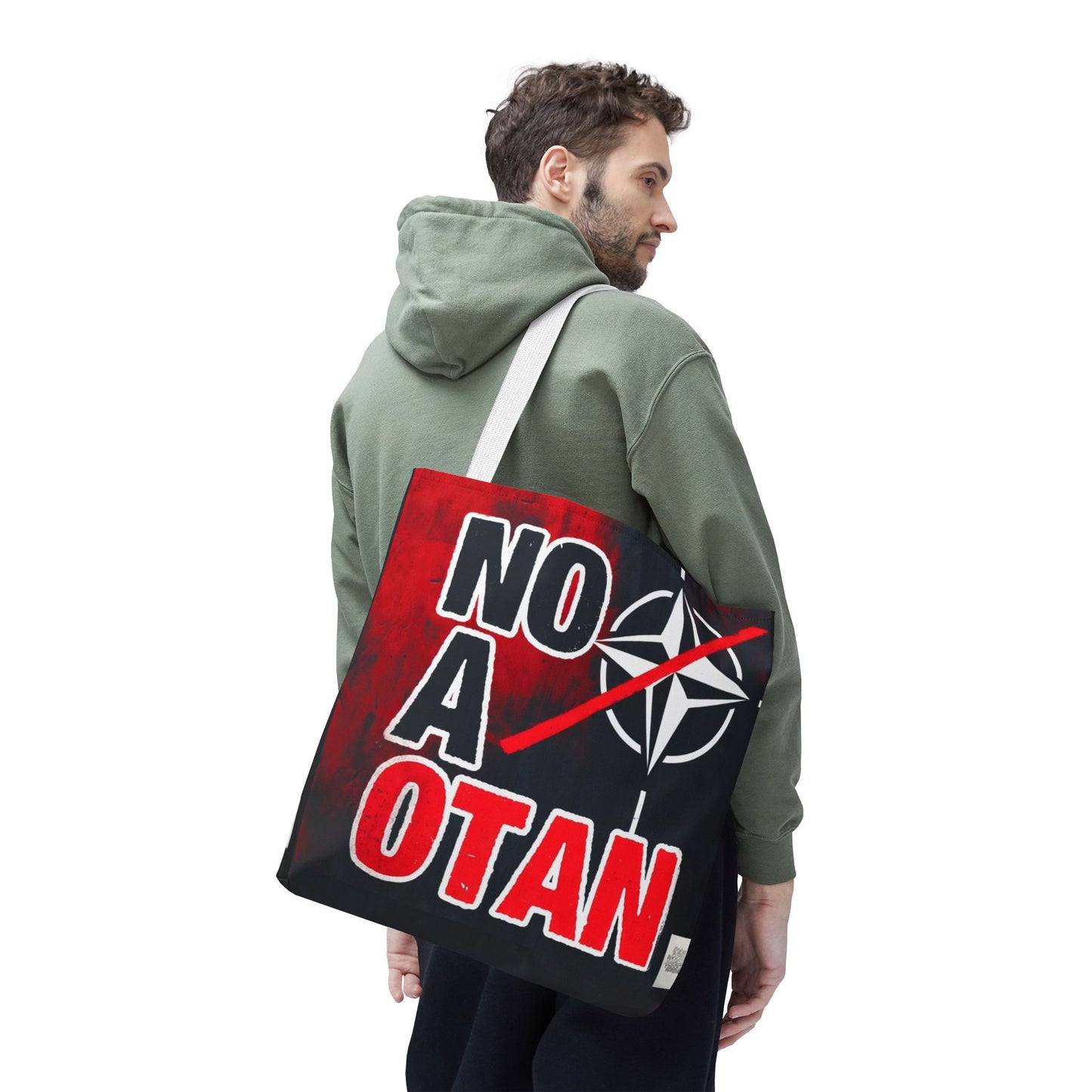 Bolso tote NO A OTAN negro/rojo — Anti-OTAN español/europeo