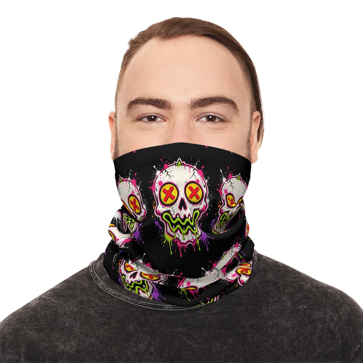 Lightweight Graffiti Neck Gaiter - Neon Face 3