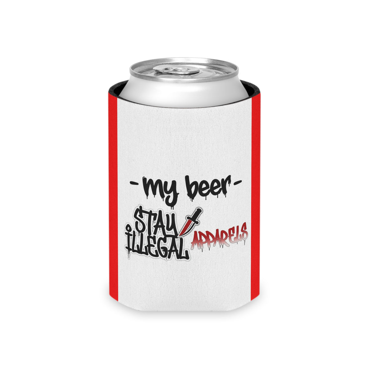 Illegal Can Cooler — “Not Beer" Red Accent Beer Cooler