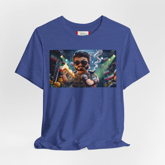 Propaganda T‑Shirt — IRAN LEGOS — IRGC Burn The Dollars