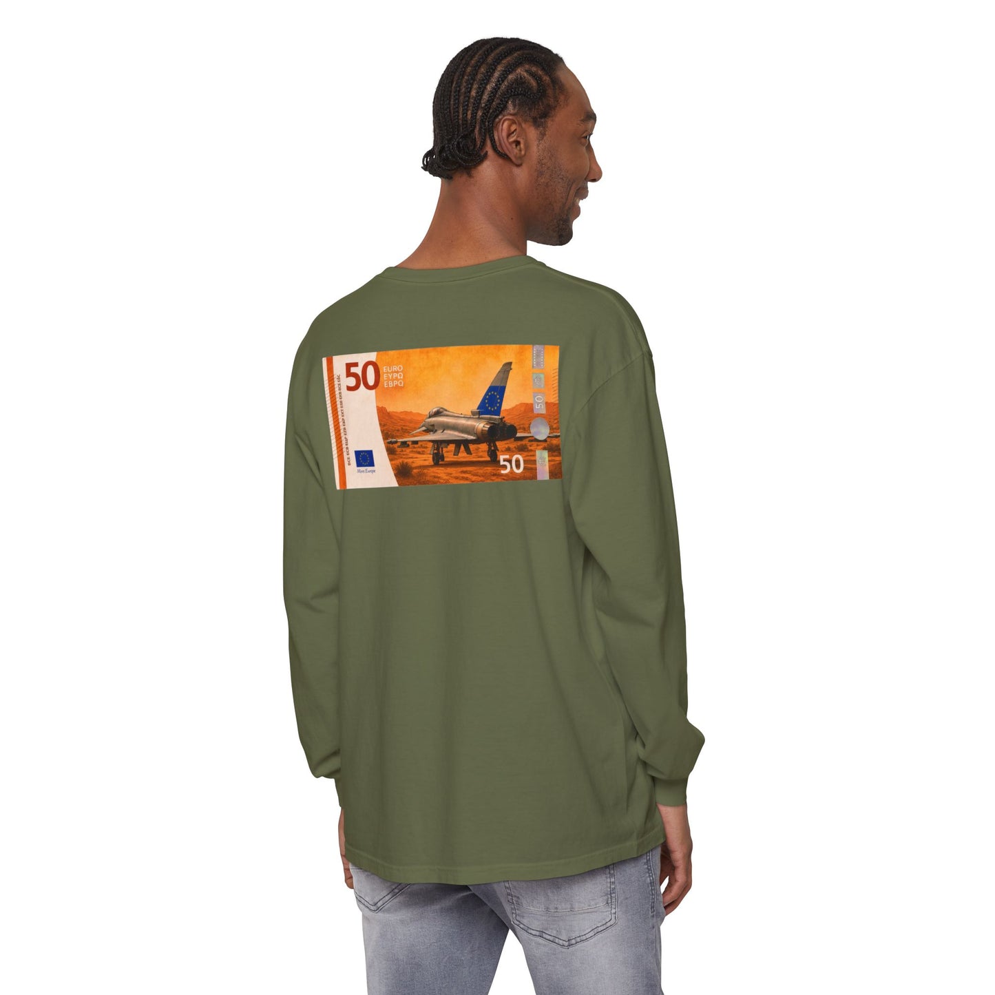 Long Sleeve Tee — More Europe 50euros Back Print