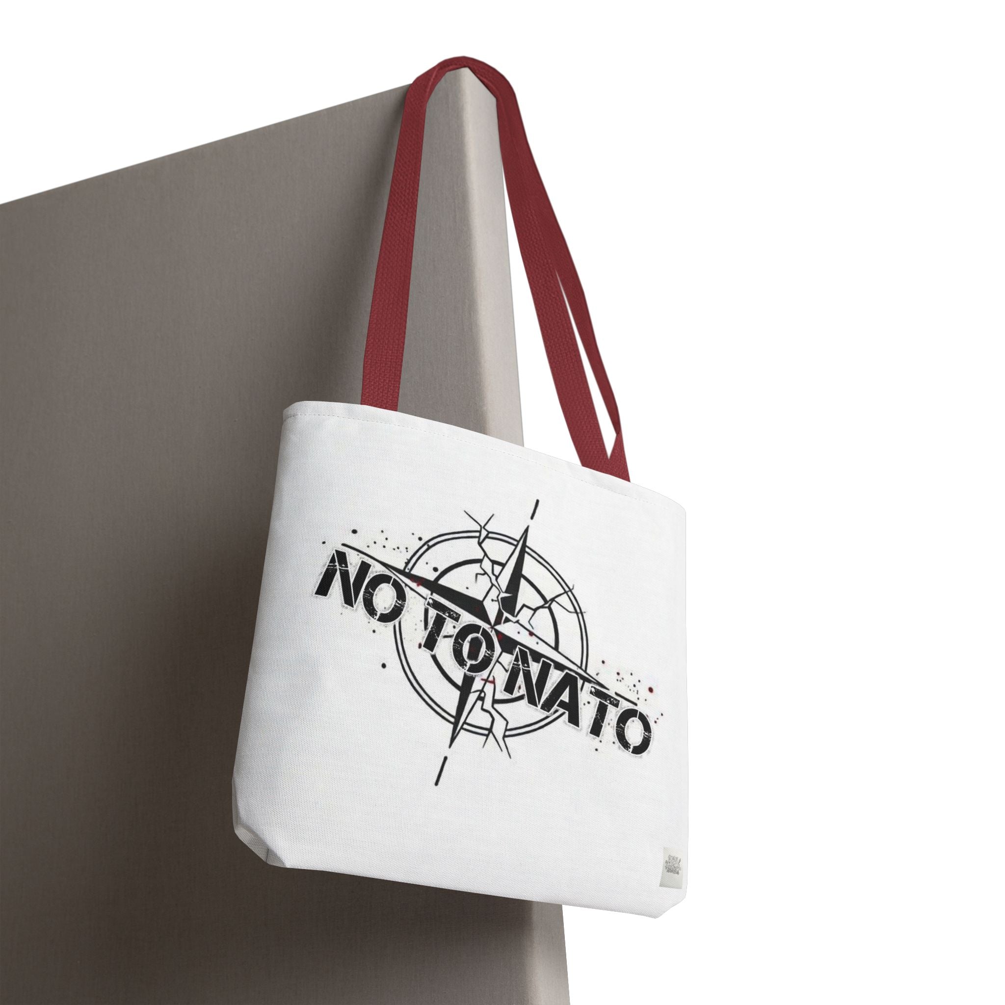 NO TO NATO White Tote Bag — Anti-NATO English/Russian
