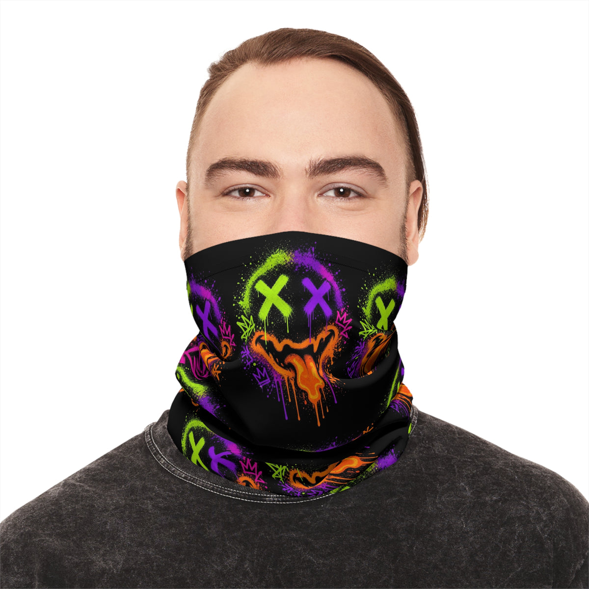 Lightweight Graffiti Neck Gaiter - Neon Face 4