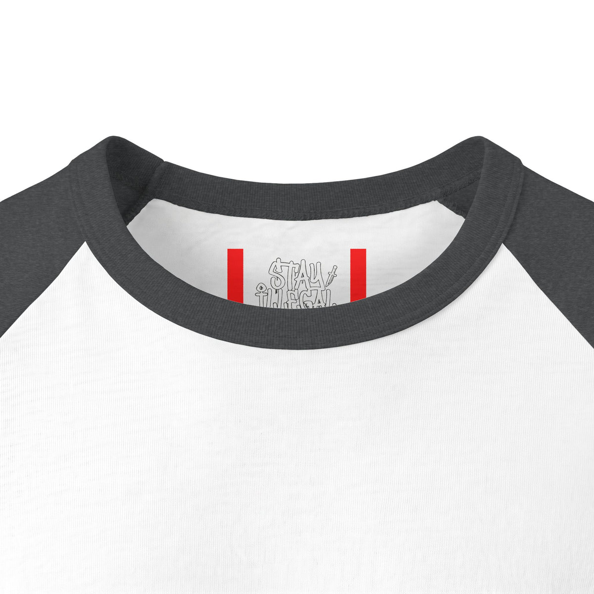 Stay Illegal Raglan 3/4 Sleeve T-Shirt — Green Skull