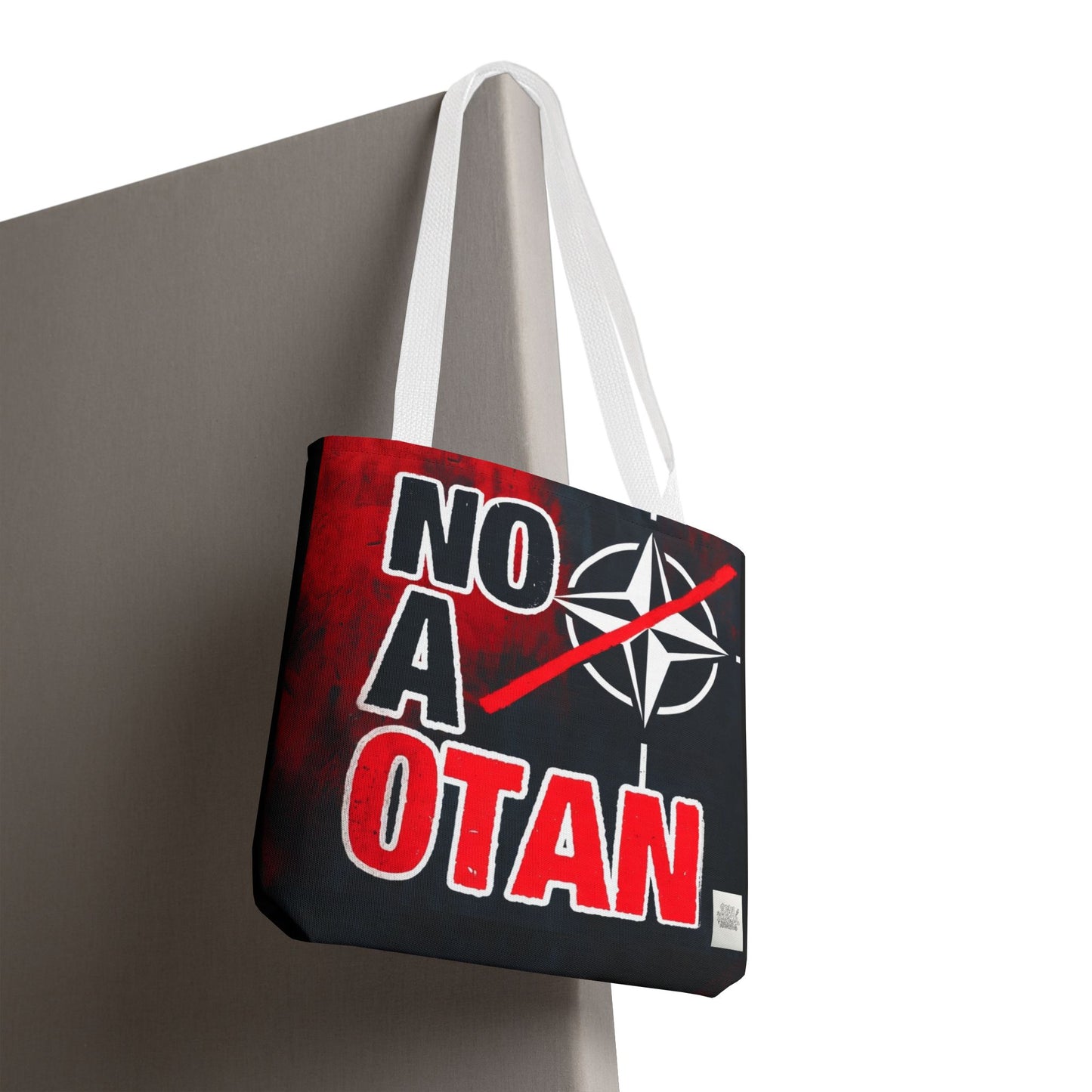 Bolso tote NO A OTAN negro/rojo — Anti-OTAN español/europeo