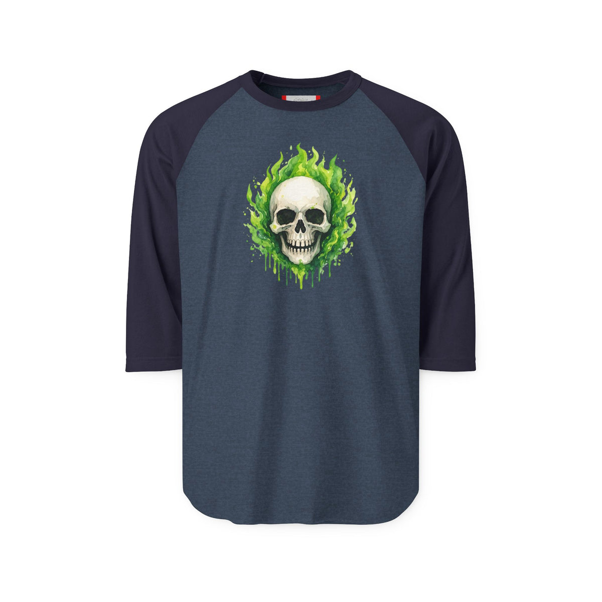 Stay Illegal Raglan 3/4 Sleeve T-Shirt — Green Skull