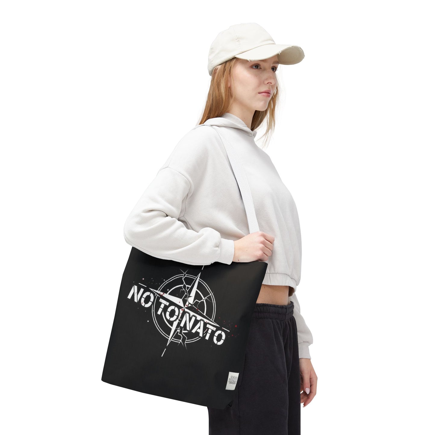 Bolso de mano negro NO A LA OTAN — Anti-OTAN inglés/ruso