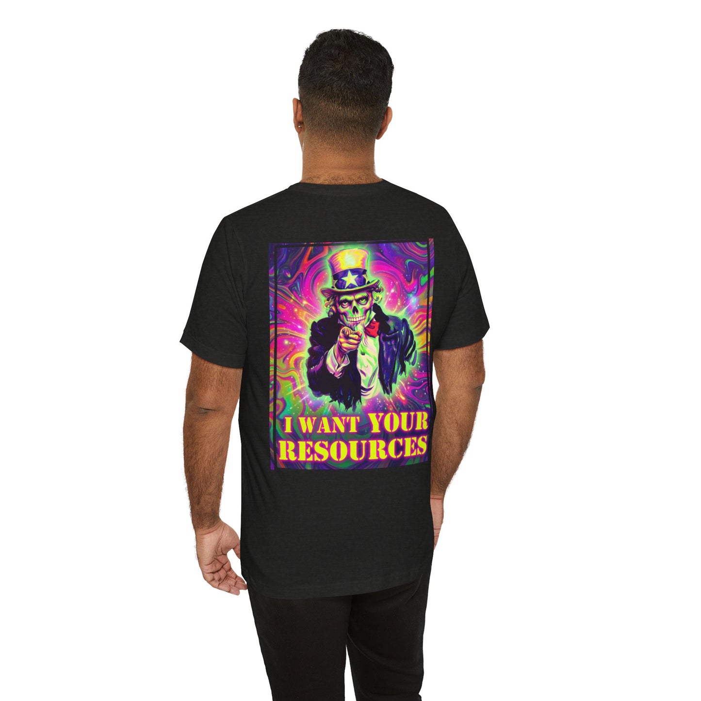 Black Colletion T‑Shirt — I WANT YOUR RESOURCES TOO