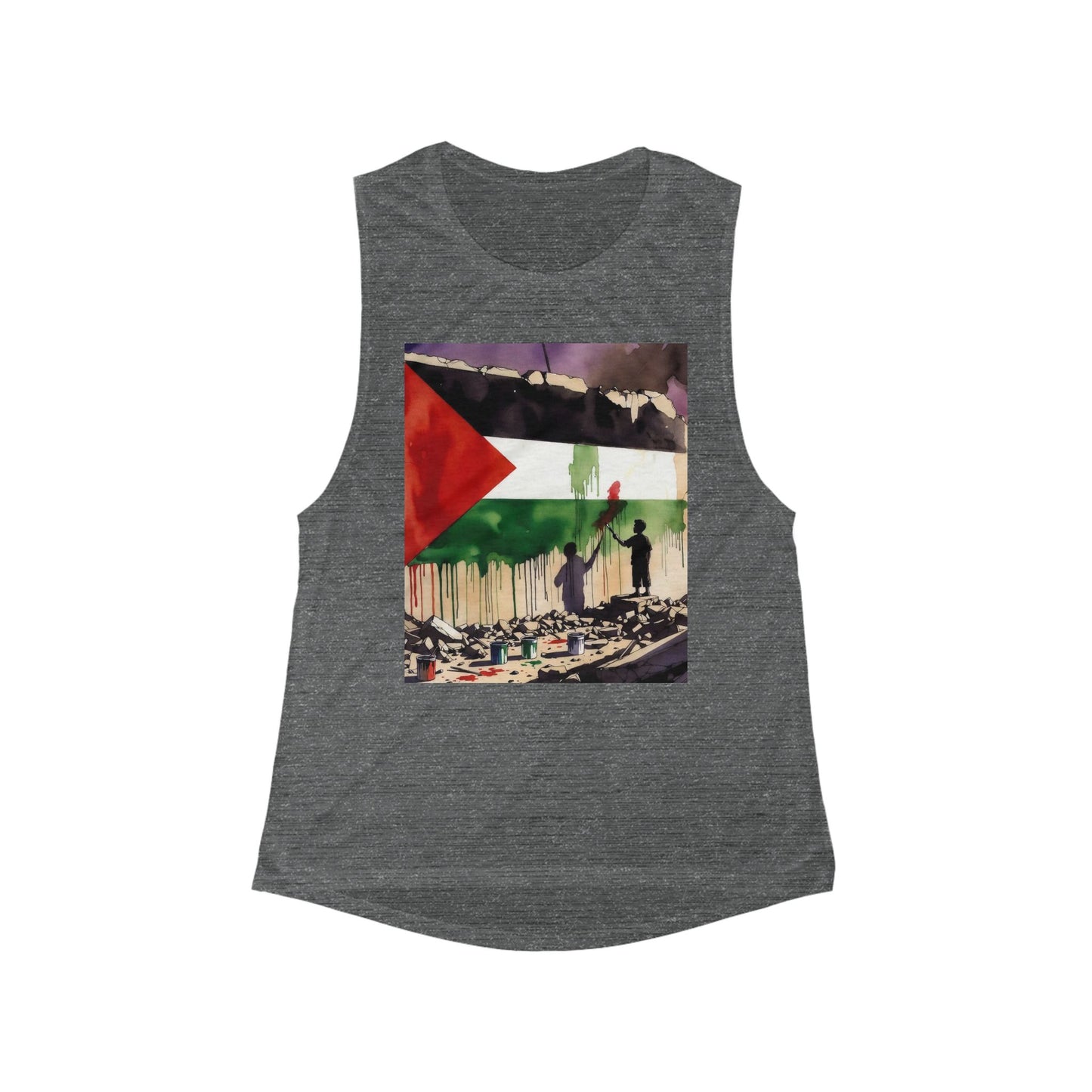 Palestine Artwork Tank Top "Shadow" — Protest Street Art Muscle Tee