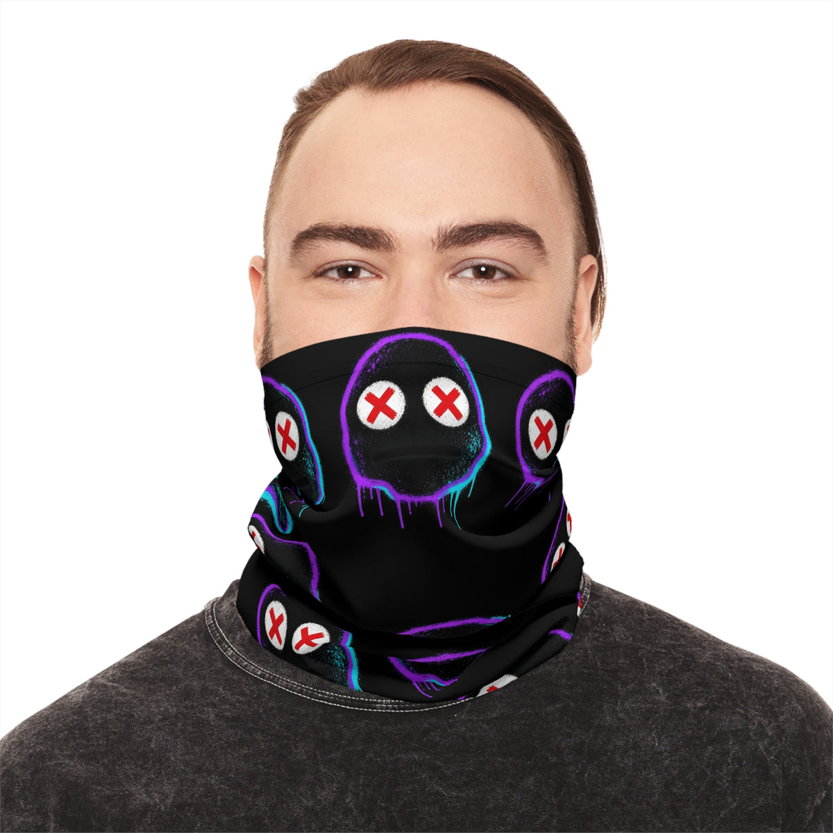 Lightweight Graffiti Neck Gaiter - Neon Face 7