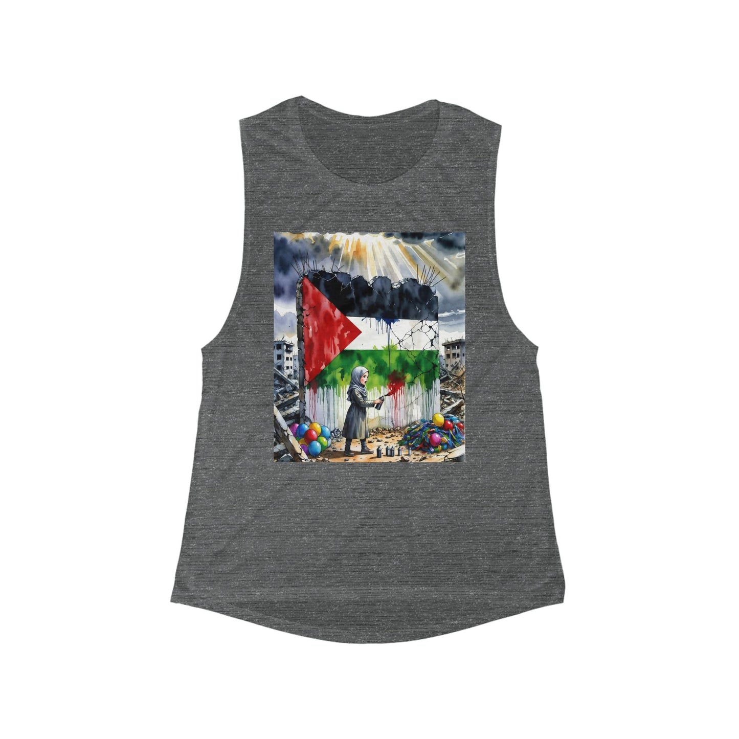 Palestine Artwork Tank Top "Spray" — Protest Street Art Muscle Tee