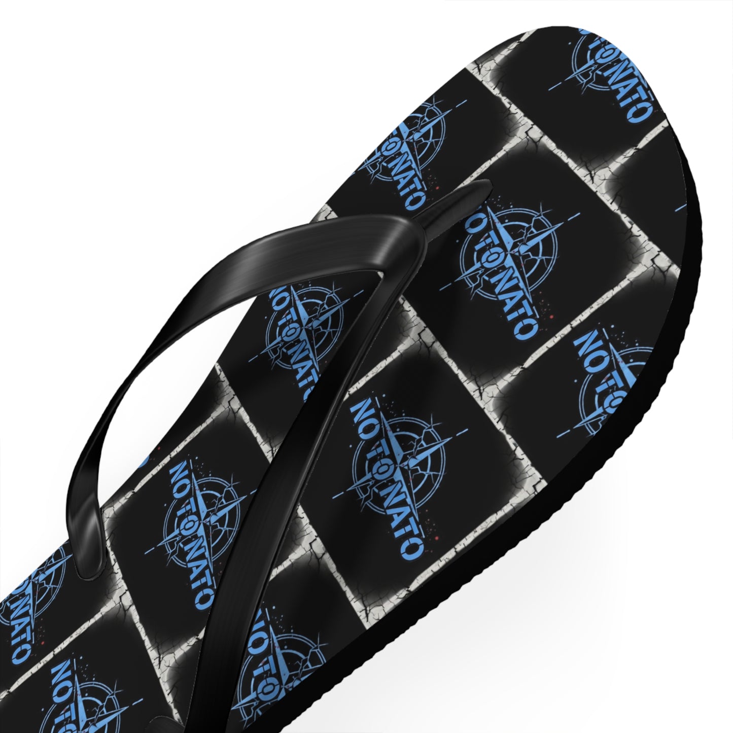 NO TO NATO Flip Flops – Blue Tile Protest