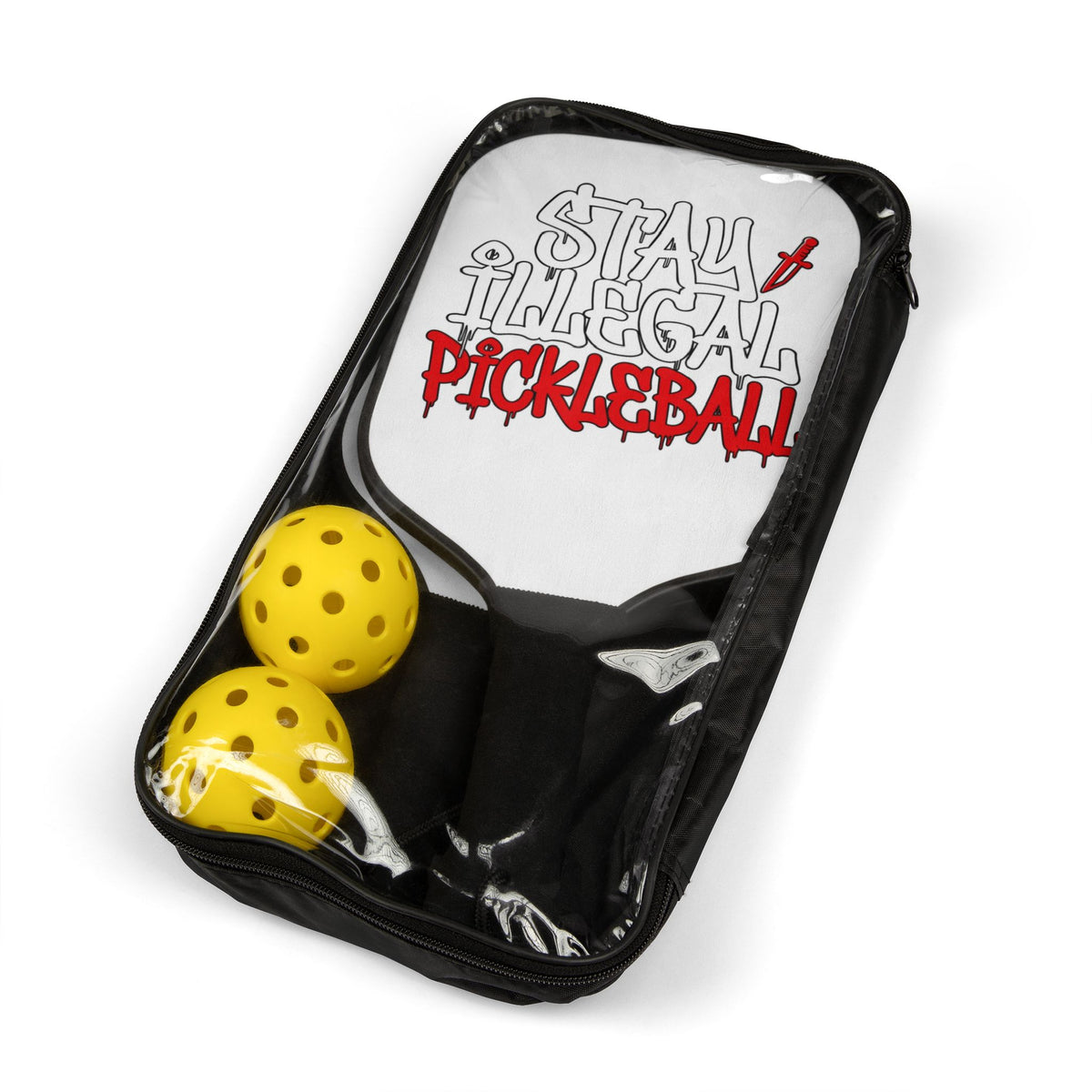 Stay Illegal Pickleball - White Pickleball Paddle Set with Balls