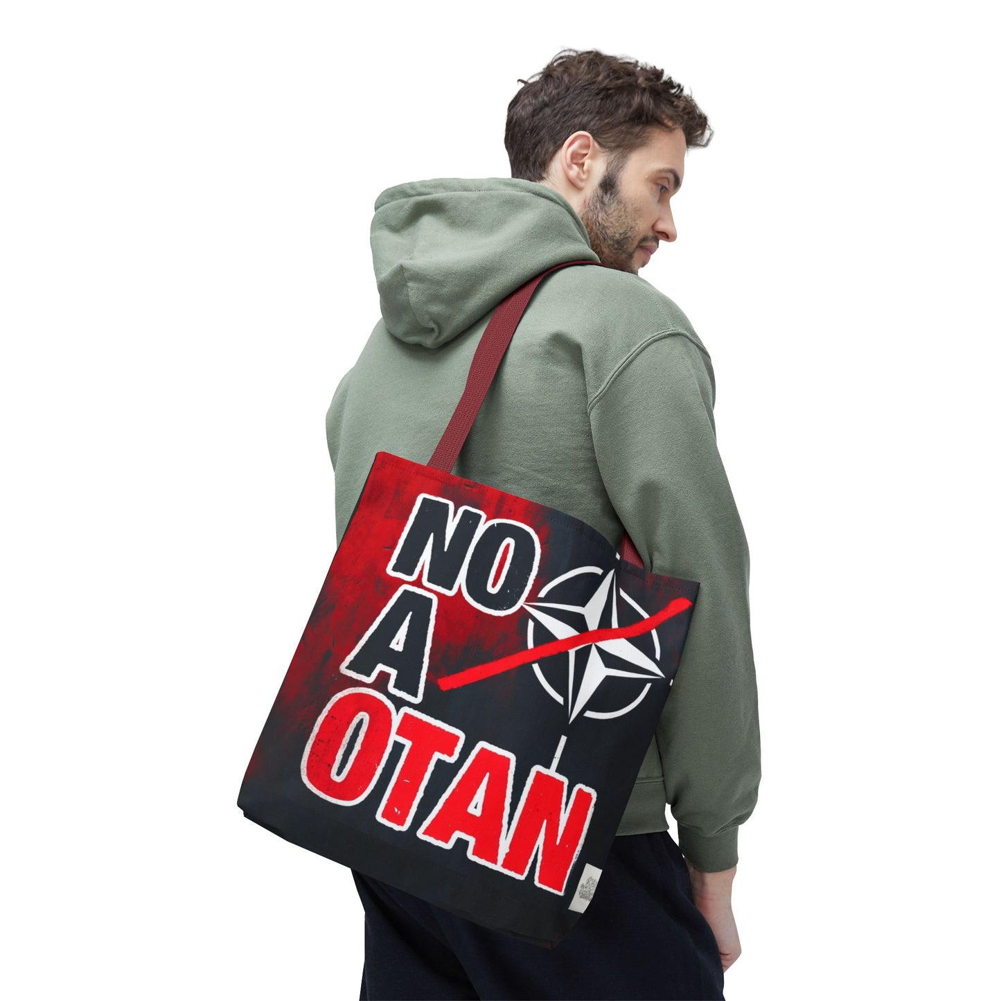 Bolso tote NO A OTAN negro/rojo — Anti-OTAN español/europeo