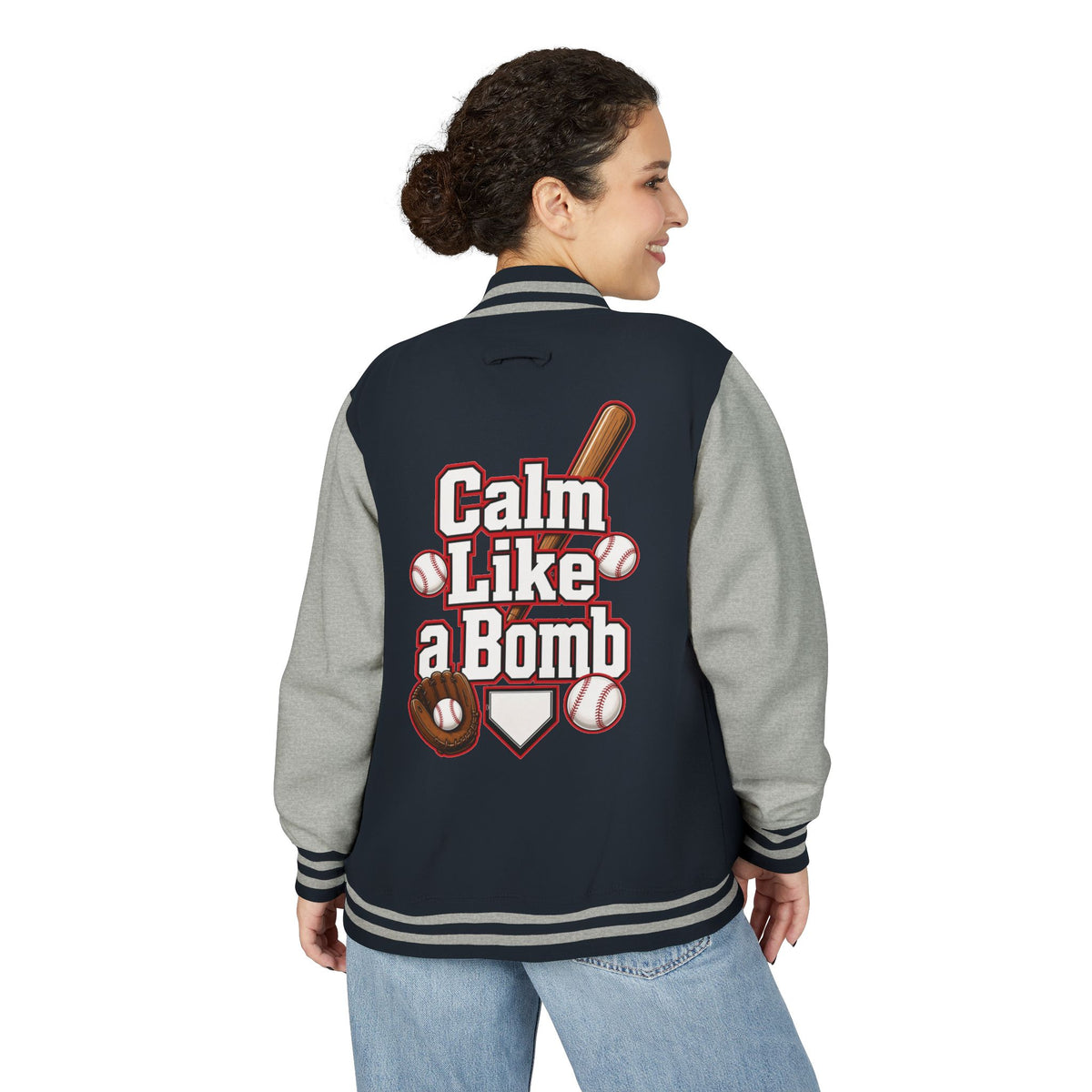 Stay Illegal Varsity Bomber Jacket - Calm Like a Bomb 00 (Plain-Sleeve)