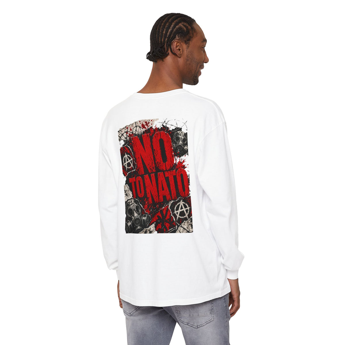 Protest Long Sleeve T‑Shirt — No To NATO Anarchist