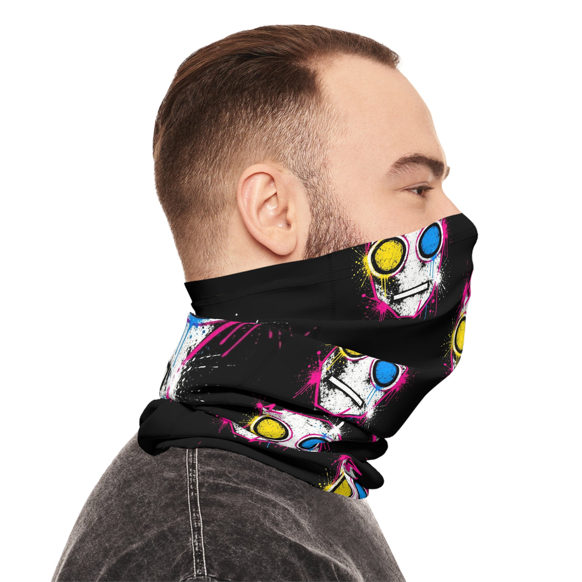 Lightweight Graffiti Neck Gaiter - Neon Face 5