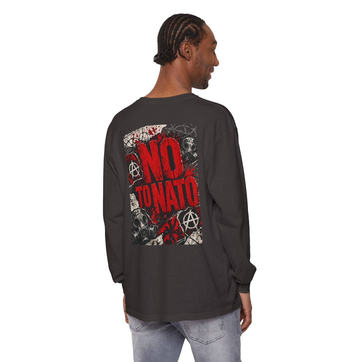 Protest Long Sleeve T‑Shirt — No To NATO Anarchist