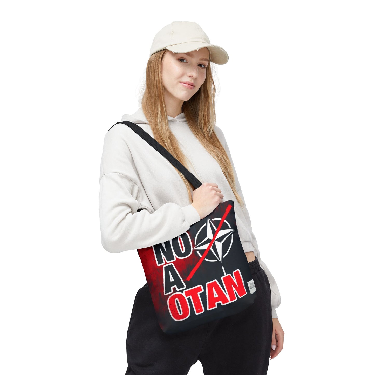 Bolso tote NO A OTAN negro/rojo — Anti-OTAN español/europeo